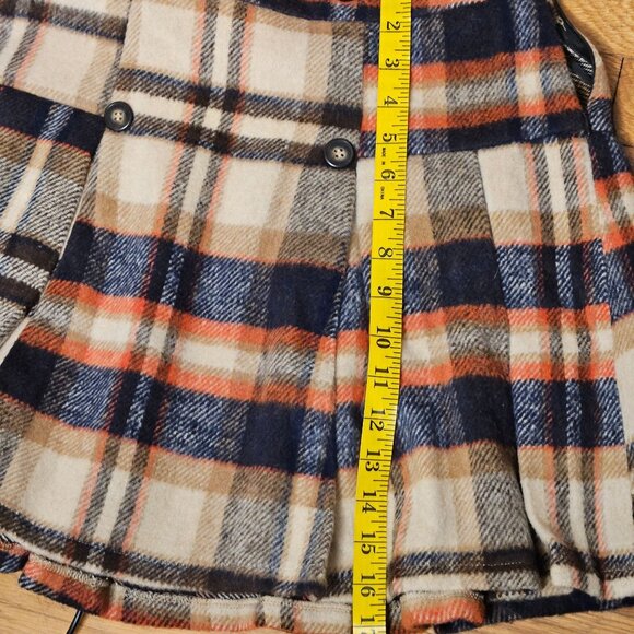 Woman's Y2K inspired Navy and beige pleated plaid print side zip mini skirt S - Picture 9 of 10